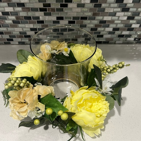 Vibrant Yellow and Green Floral Vase Accent - Picture 1 of 12